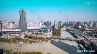 杭州京杭大运河西湖文化广场西湖文化桥固定延时摄影